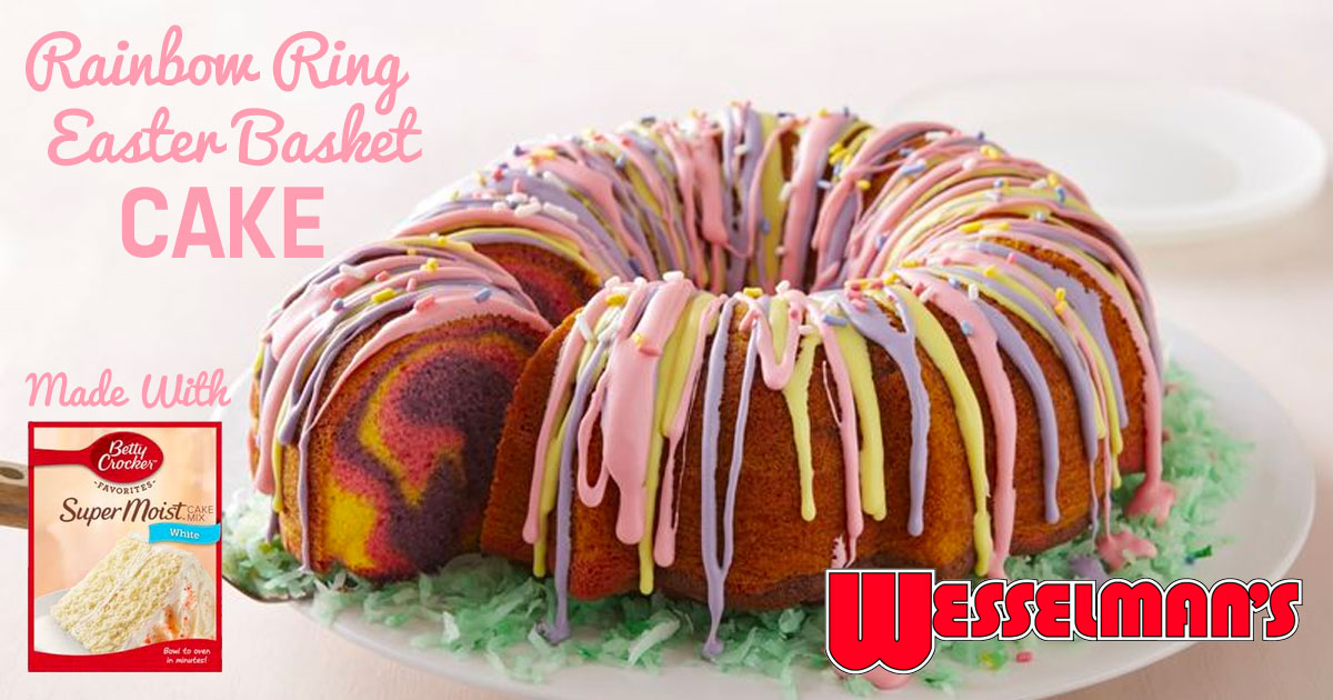 Rainbow Ring Easter Basket Cake